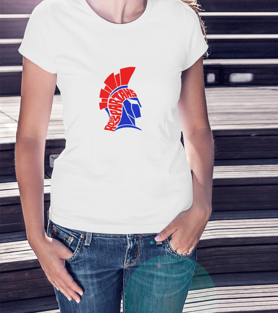 Robo Spartans Logo Red And Blue Spartan Helmet T-Shirt