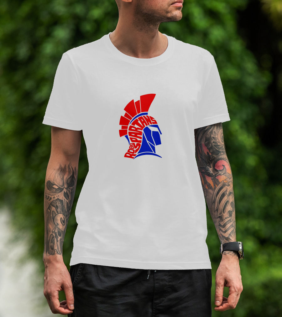 Robo Spartans Logo Red And Blue Spartan Helmet T-Shirt