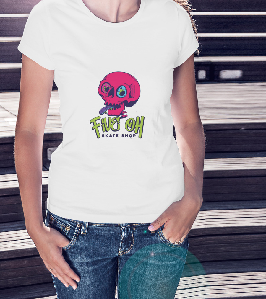 Five Oh Skate Shop Neon Skull Donut T-Shirt