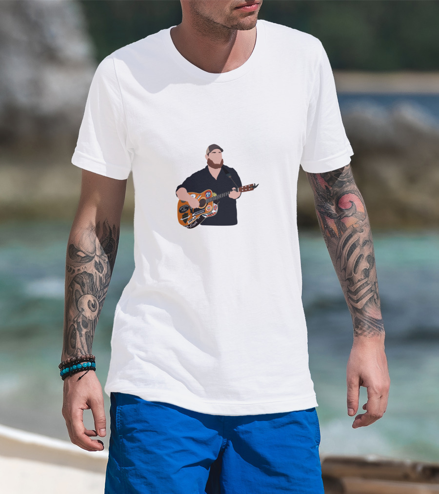 Luke Combs Playing Guitar With Stickers T-Shirt
