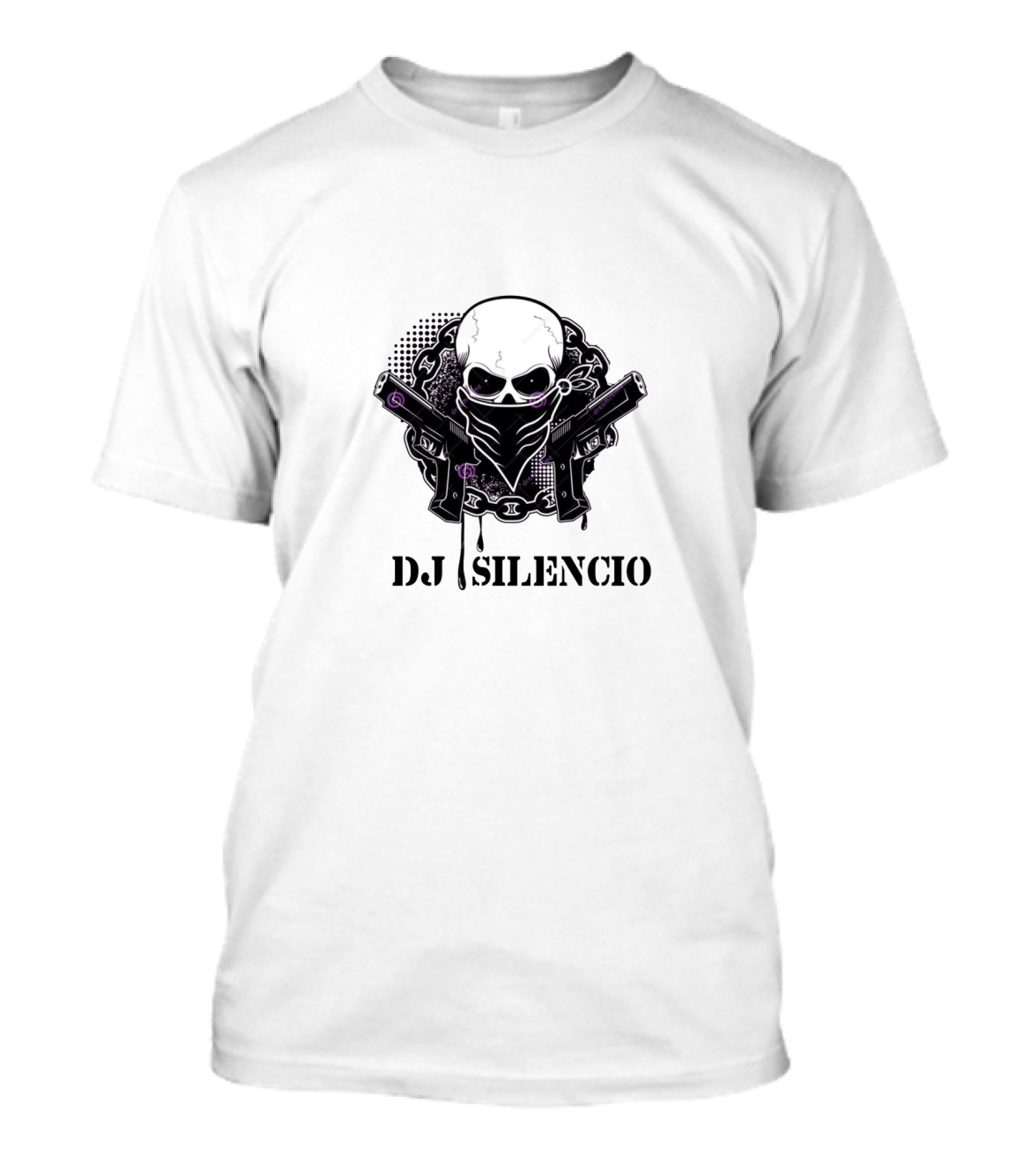 DJ Silencio Skull Bandana Guns Chains T-Shirt
