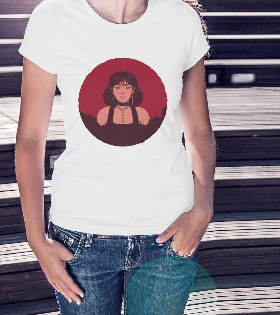 XCX Gothic Style Portrait With Cross Accessories T-Shirt