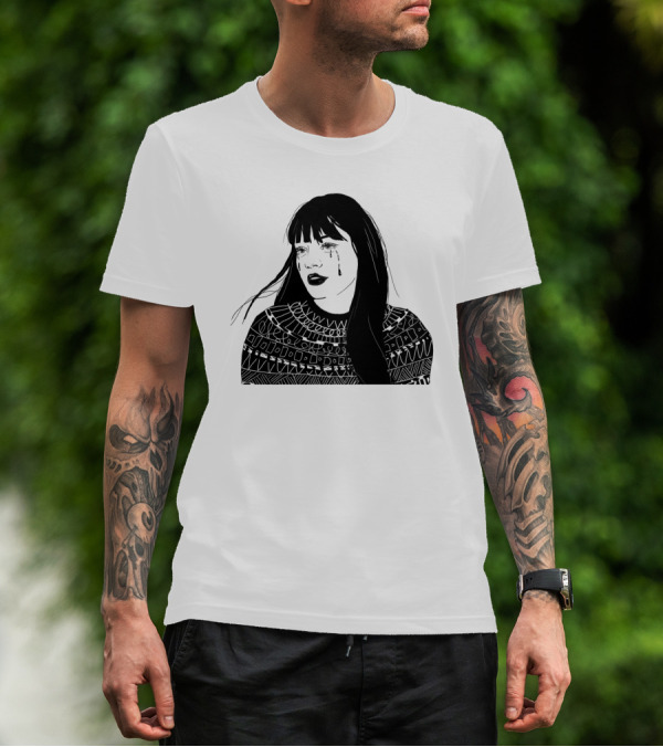 Druck Crying Woman T-Shirt