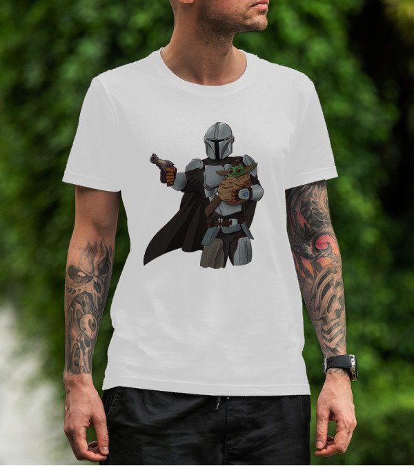 Dadalorian Star Warrior Protector With Child Alien Sidekick T-Shirt