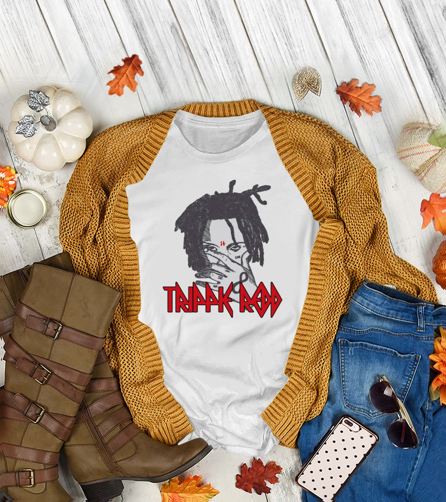 Trippie Redd Illustration with Hand Gesture and Red 14 T-Shirt