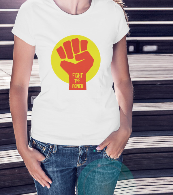 Fight The Power Fist Yellow Circle T-Shirt