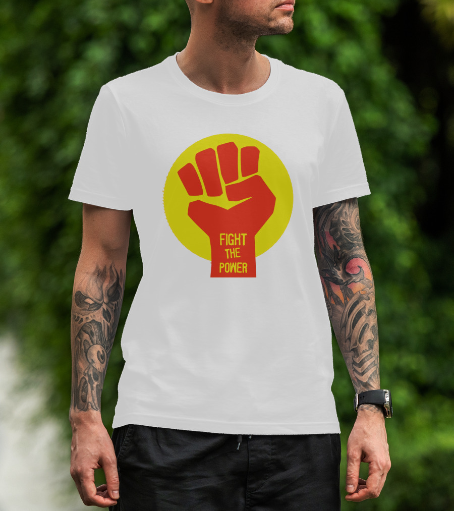 Fight The Power Fist Yellow Circle T-Shirt