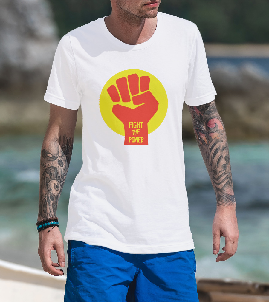 Fight The Power Fist Yellow Circle T-Shirt