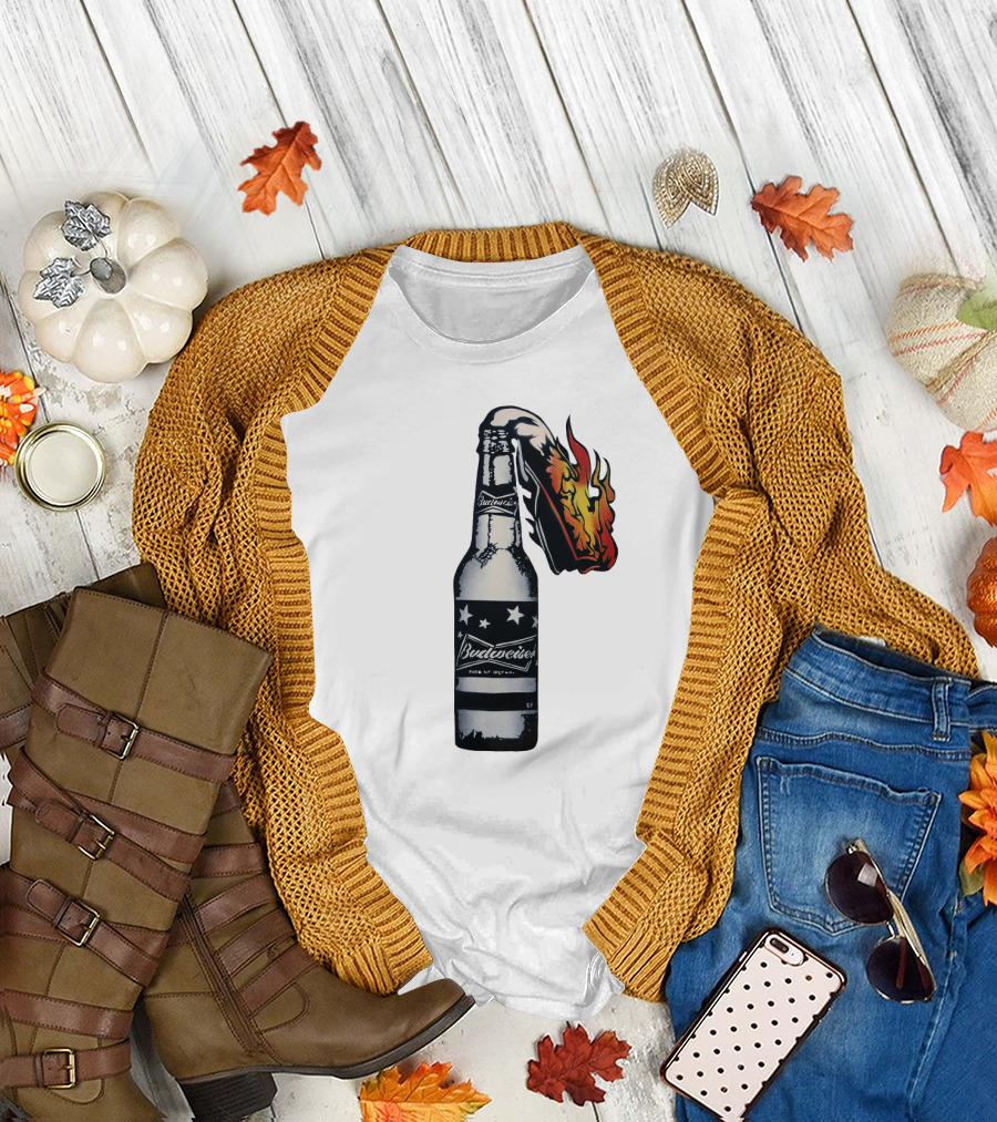 Budweiser Bottle with Stars and Flame Burst T-Shirt