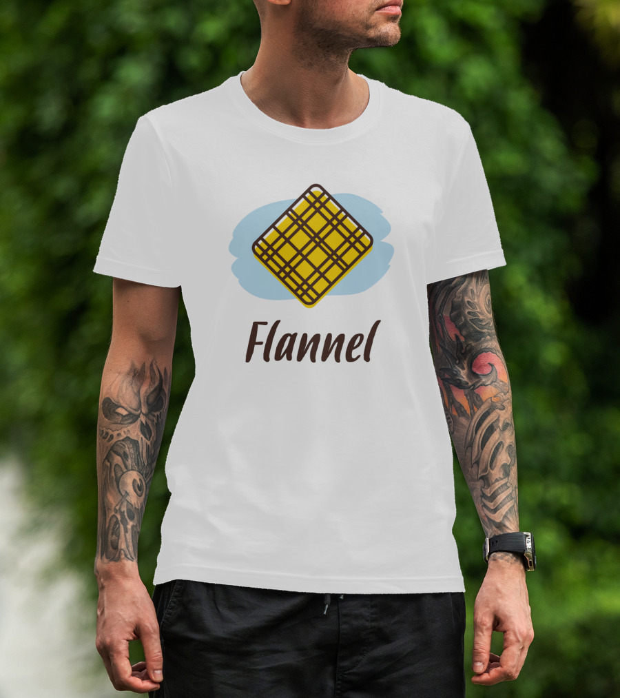 Flannel Yellow Plaid Pattern With Blue Background T-Shirt