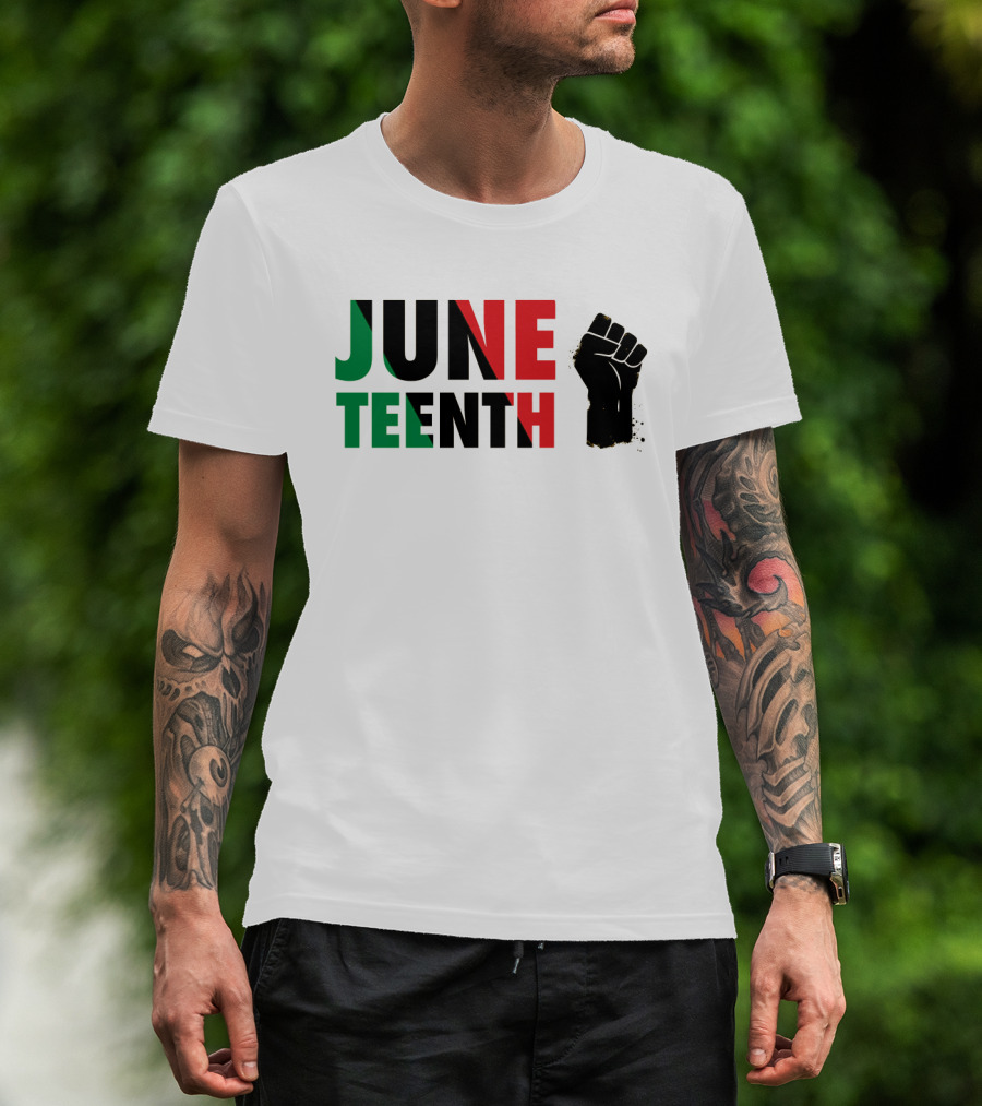 Juneteenth Black Power Fist Red Green T-Shirt