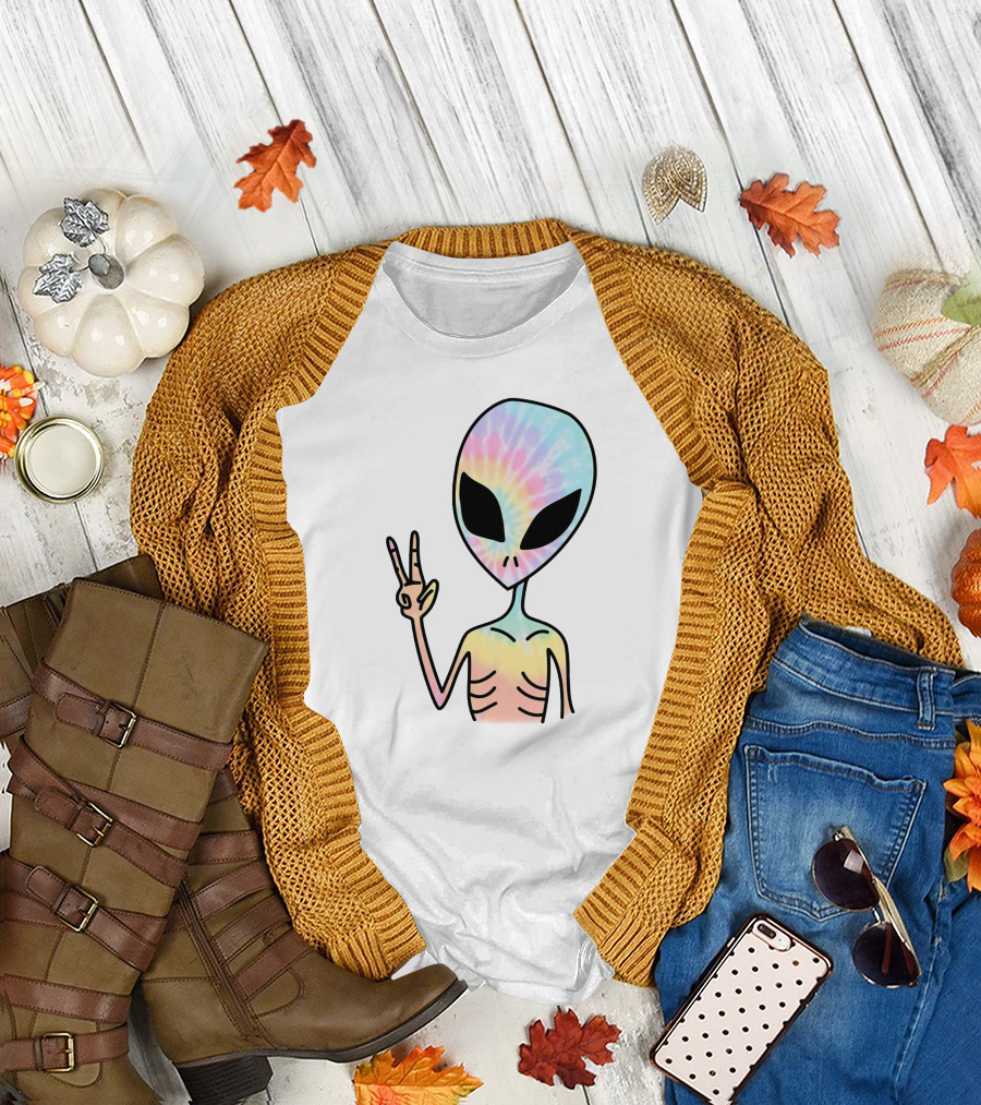 Peace Sign Tie Dye Alien T-Shirt
