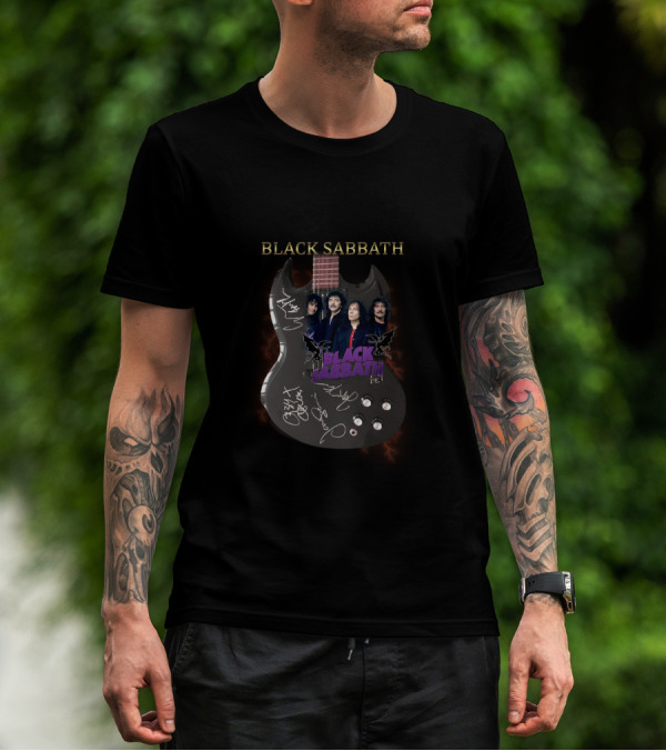 Black Sabbath Guitar Signatures And Band Members Image T-Shirt