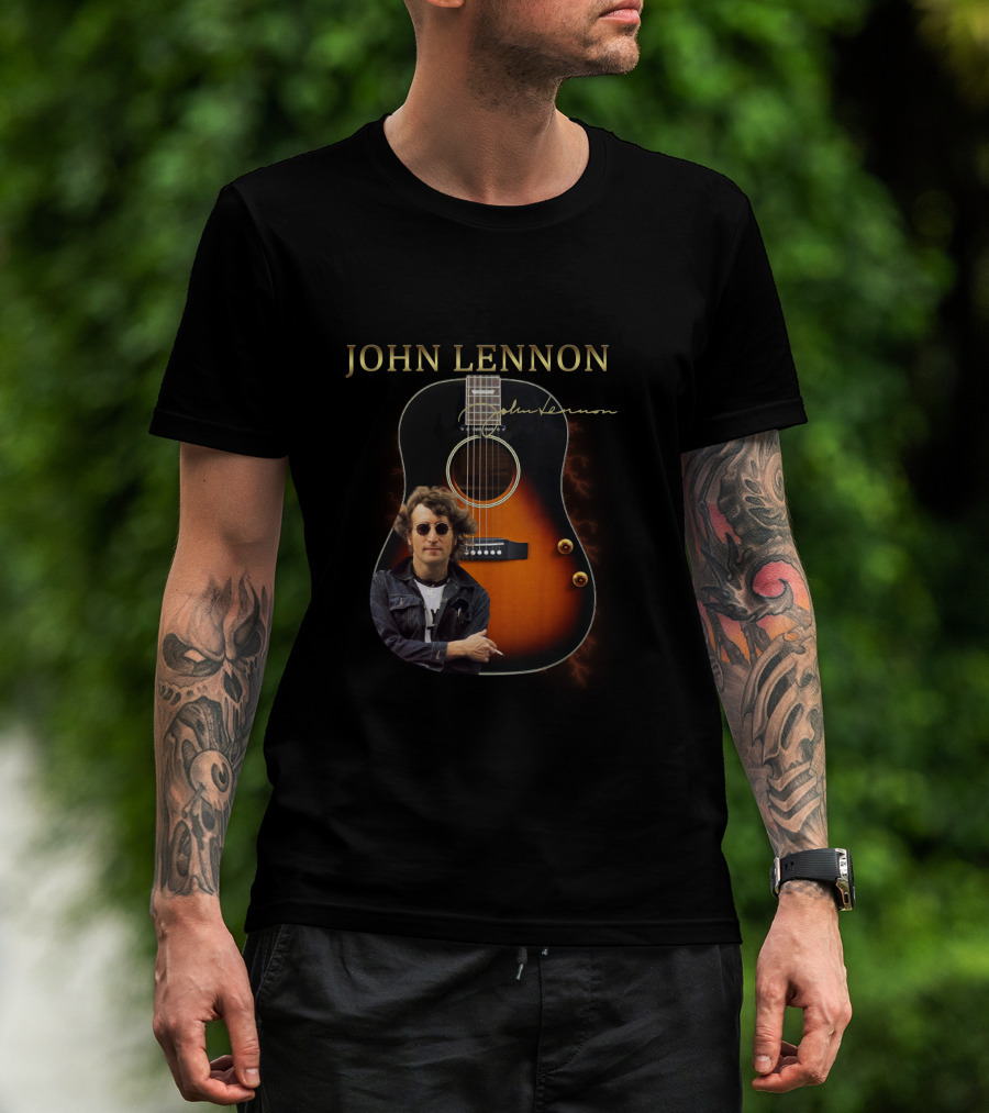 John Lennon Signature Acoustic Guitar T-Shirt