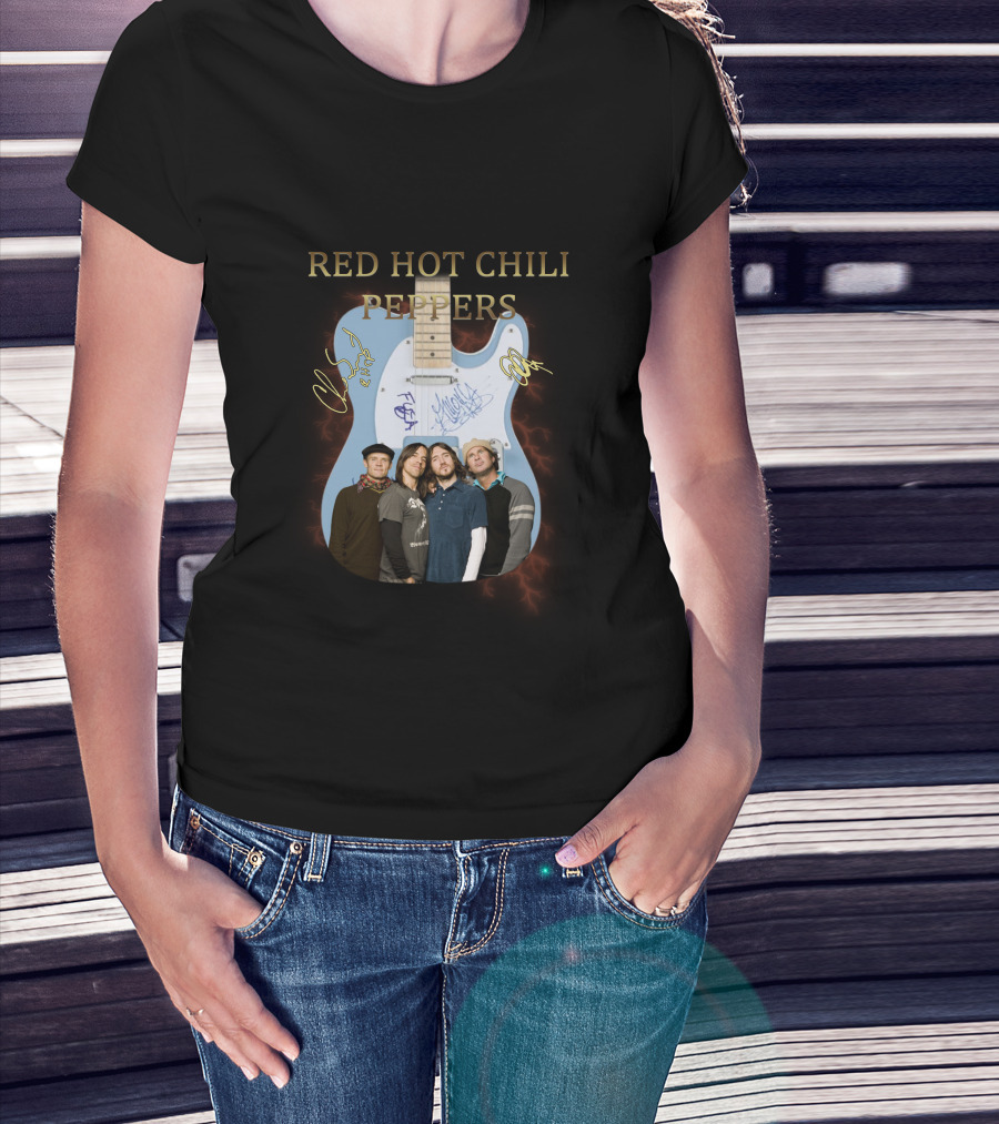 Red Hot Chili Peppers Guitar Signature Group Photo T-Shirt