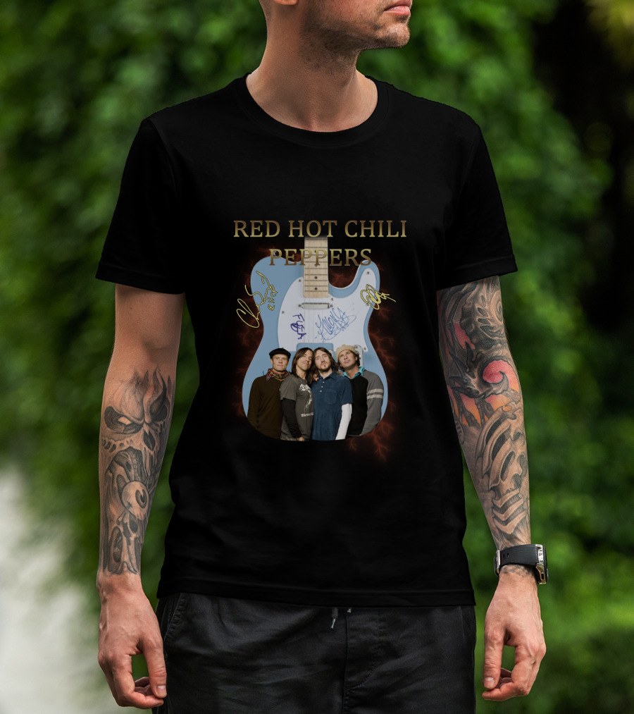 Red Hot Chili Peppers Guitar Signature Group Photo T-Shirt