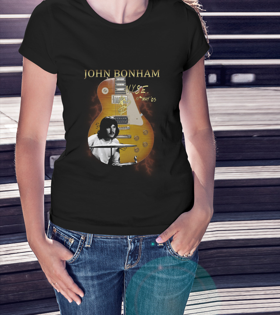 John Bonham NYSE 11th May '05 Signature Guitar Image T-Shirt