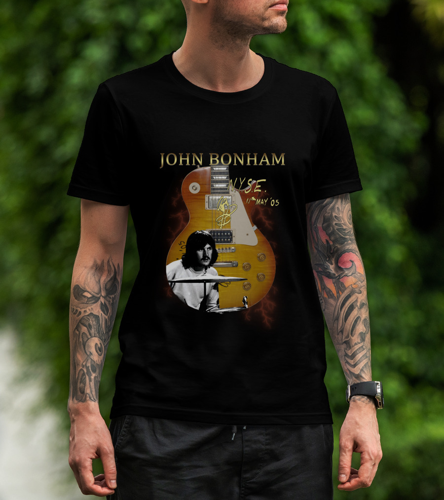John Bonham NYSE 11th May '05 Signature Guitar Image T-Shirt