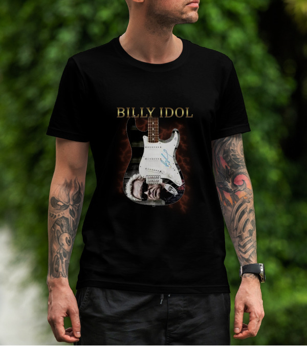 BILLY IDOL Electric Stage Guitar Signed Heroic T-Shirt
