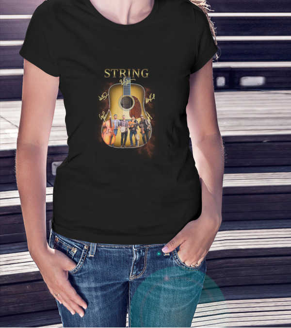STRING Signature Guitar Band Autographs T-Shirt