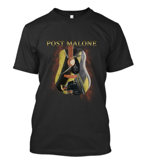 Post Malone Signature Guitar With Yellow And Black Lightning Visuals T-Shirt