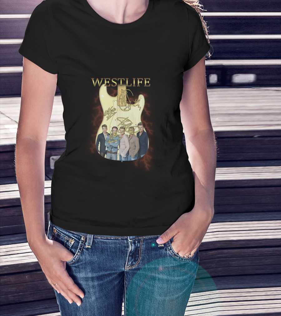 Westlife Guitar And Band Members Montage T-Shirt