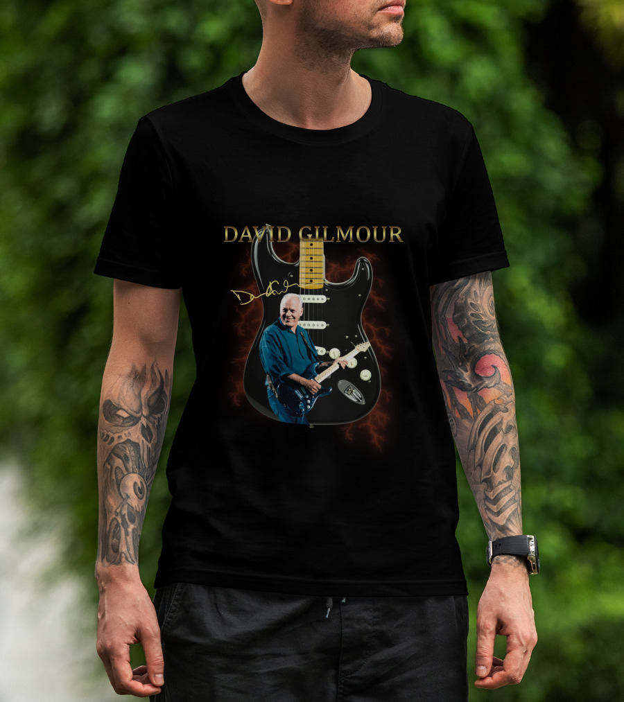 David Gilmour Signature Guitar With Iconic Image And Signature T-Shirt
