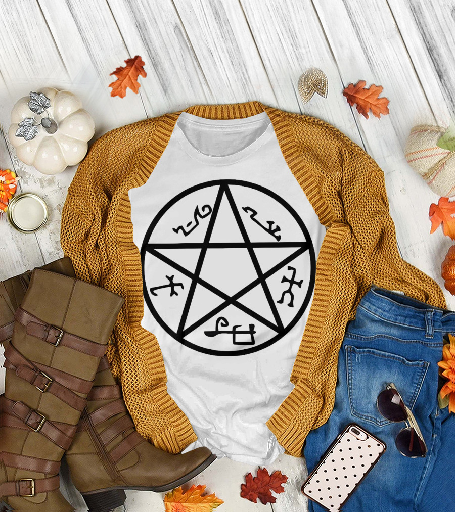 Demon Trap Pentacle with Mystical Symbols T-Shirt