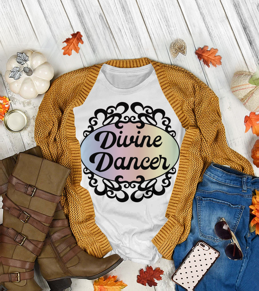 Rainbow Pastel Motif Divine Dancer with Ornate Heart Accents T-Shirt