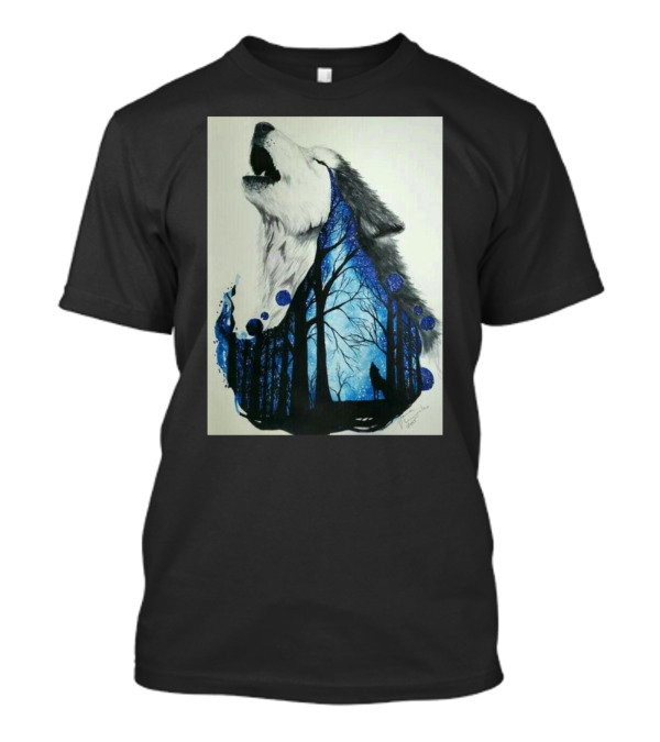 Howling Wolf With Starry Forest Silhouette Night Dance T-Shirt