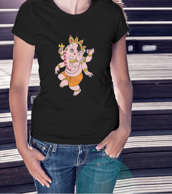 Ganesha Dance Hindu Deity Iconic Representation Om T-Shirt