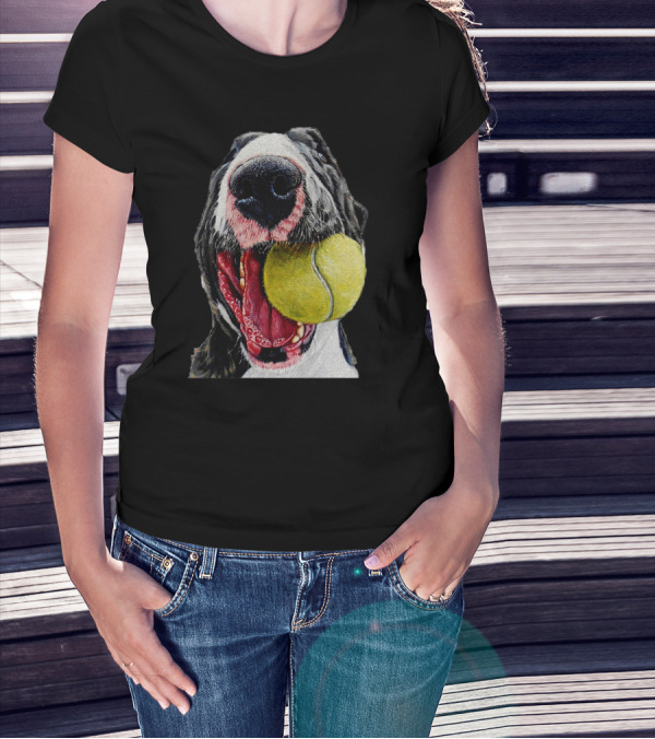 Dogy Ball Dog With Tennis Ball In Mouth T-Shirt