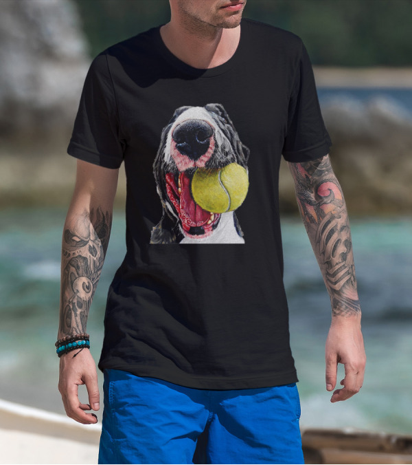 Dogy Ball Dog With Tennis Ball In Mouth T-Shirt