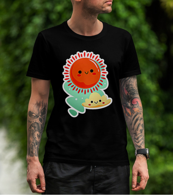 Happy Sun And Cloud With Stars And Smiles T-Shirt