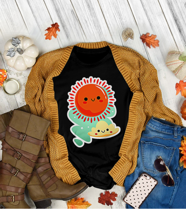 Happy Sun And Cloud With Stars And Smiles T-Shirt