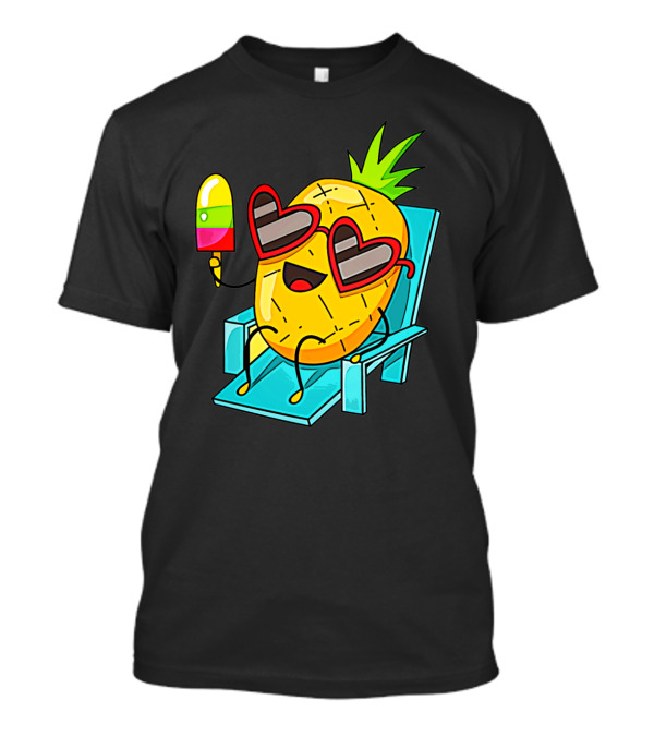 Sunglasses-Wearing Pineapple Relaxing With Popsicle And Joyful Expressions T-Shirt