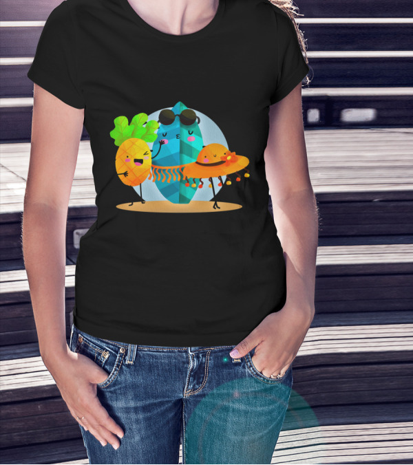 Pineapple Surfboard Sunglasses Holiday Vibes On The Beach T-Shirt