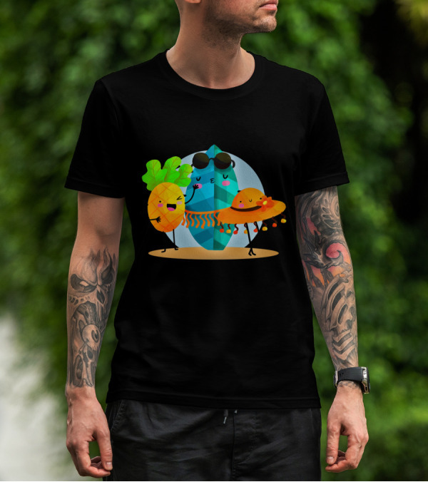Pineapple Surfboard Sunglasses Holiday Vibes On The Beach T-Shirt