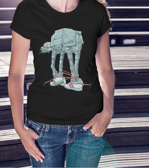 AT A TIE: Sci-Fi Walker In Retro Sneakers Tied With Laces T-Shirt