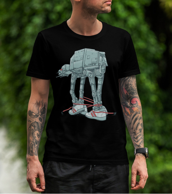 AT A TIE: Sci-Fi Walker In Retro Sneakers Tied With Laces T-Shirt