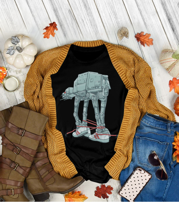 AT A TIE: Sci-Fi Walker In Retro Sneakers Tied With Laces T-Shirt