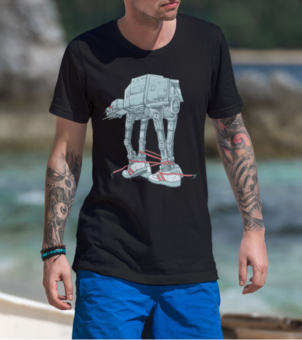 AT A TIE: Sci-Fi Walker In Retro Sneakers Tied With Laces T-Shirt