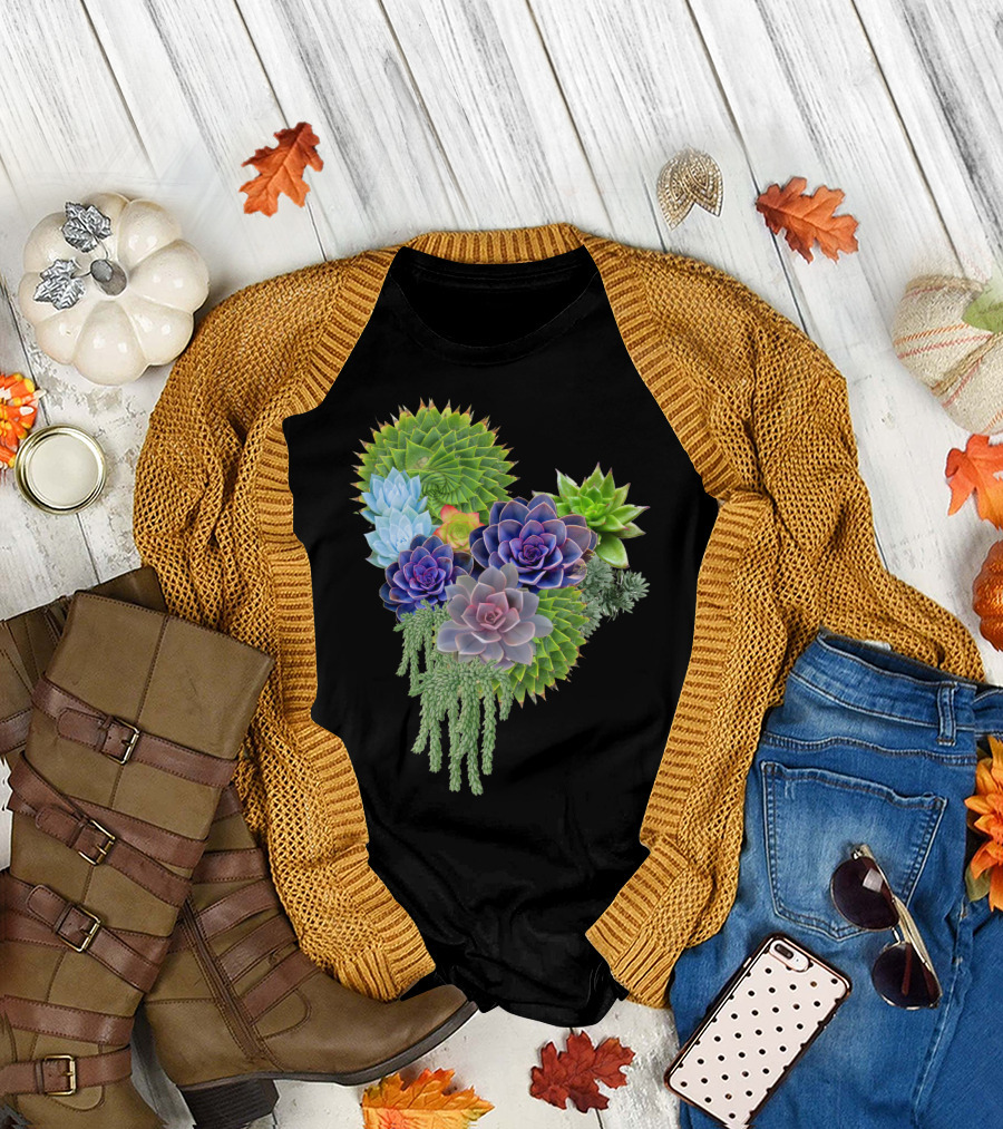 Succulent Story Vibrant Cactus Floral Arrangement T-Shirt