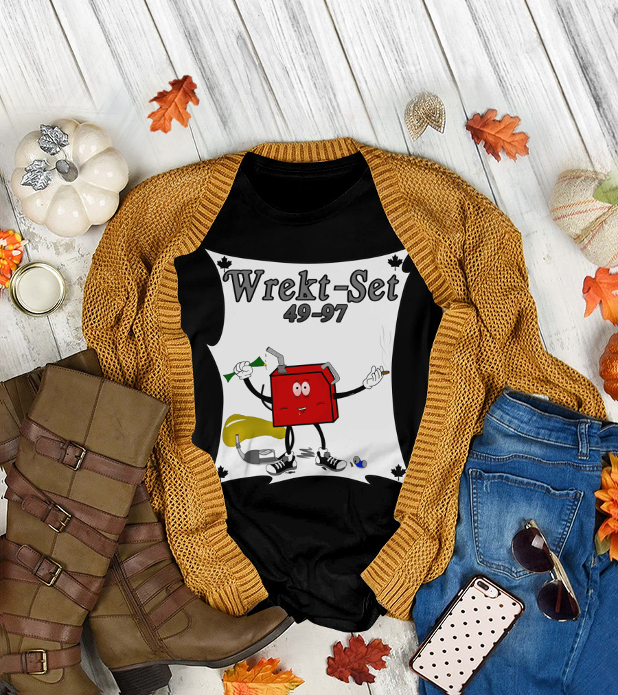 Wrekt Set 49-97 Cartoon Gas Can Smoking and Drinking T-Shirt