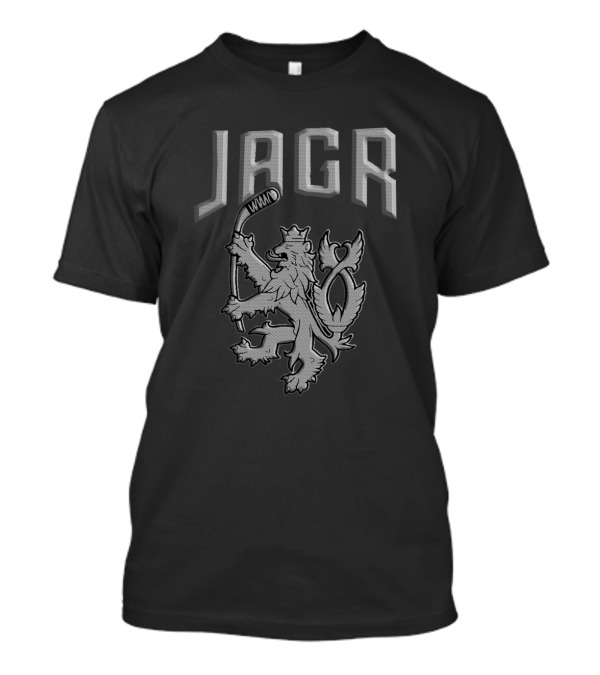 Jagr Grayscale Hockey Lion Crest T-Shirt