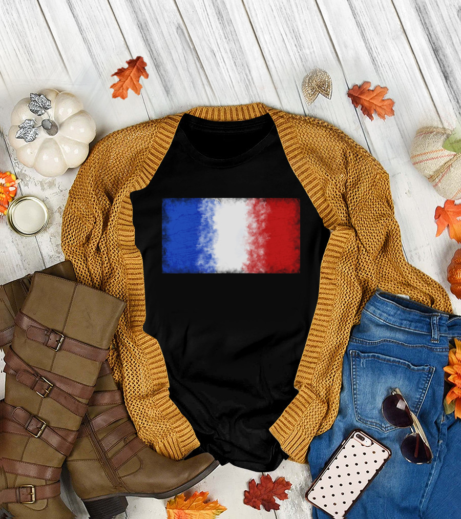 Distressed Grunge French Flag Blue White Red T-Shirt