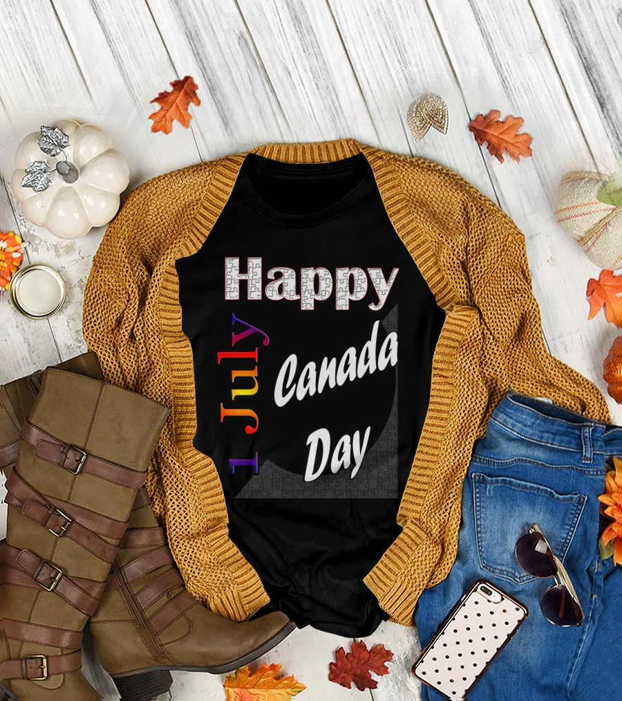 Happy Canada Day July 1 Celebration Puzzle T-Shirt