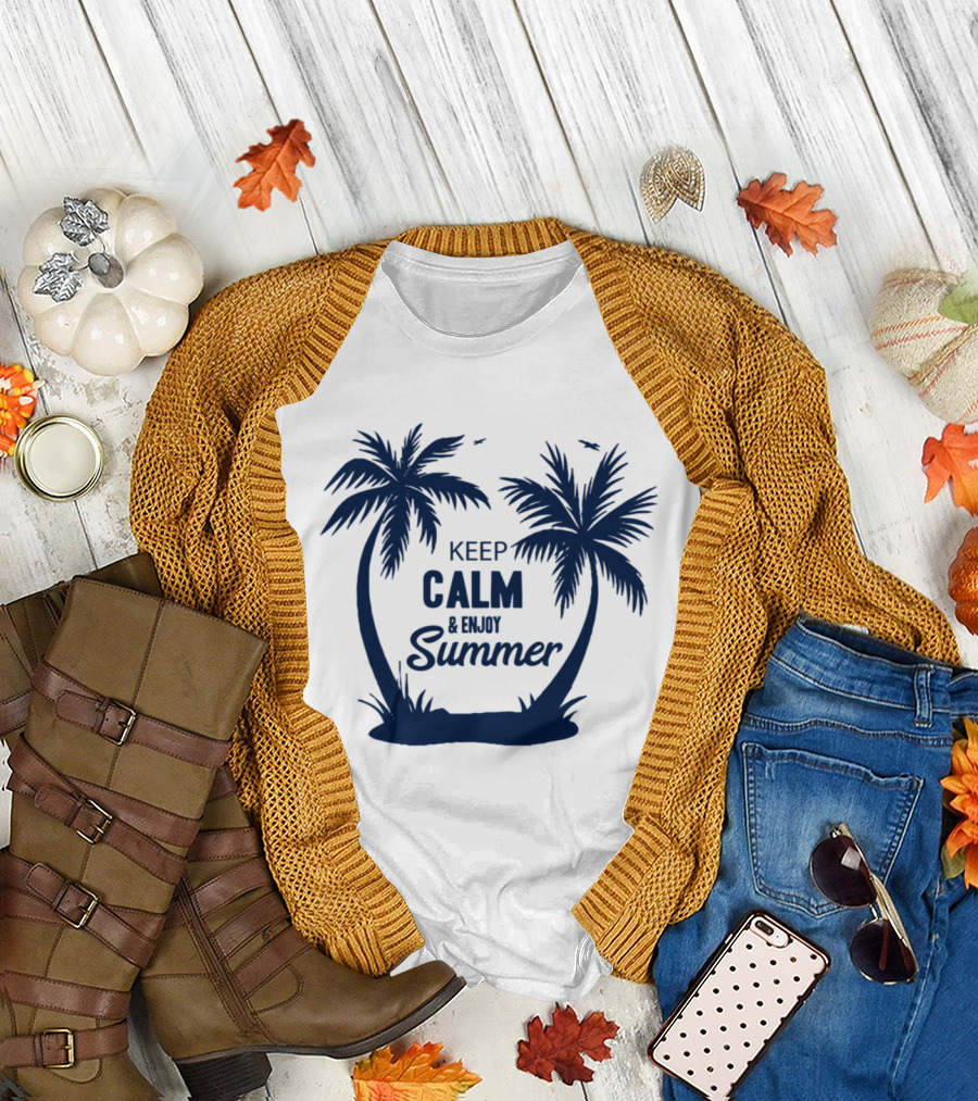 Keep Calm and Enjoy Summer with Palm Trees T-Shirt
