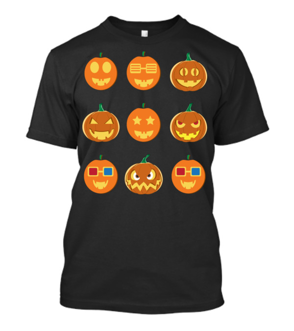 Funny Faces Pumpkin Emoji Halloween Jack-O'-Lanterns Collection T-Shirt