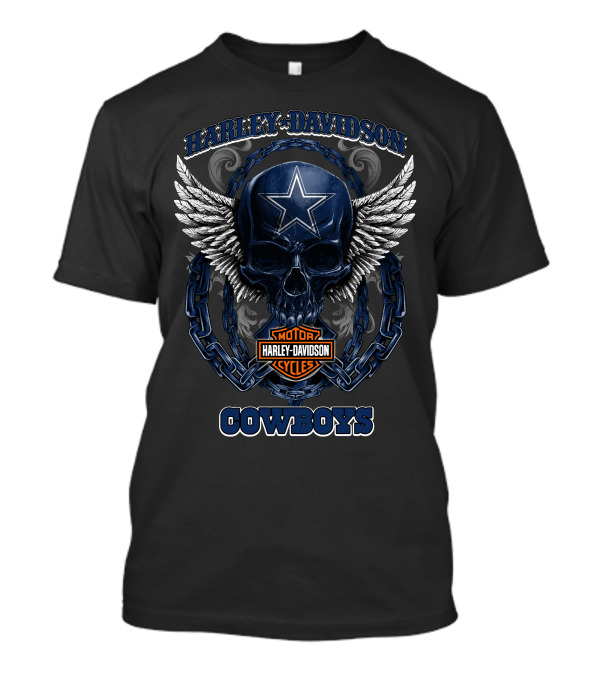 Harley Davidson Cowboys Skull Star Winged T-Shirt